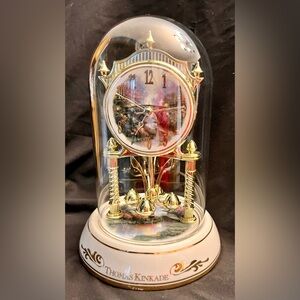 Thomas Kinkade Stillwater Bridge Clock Anniversary Art VTG 1998 Gold Dome Gift